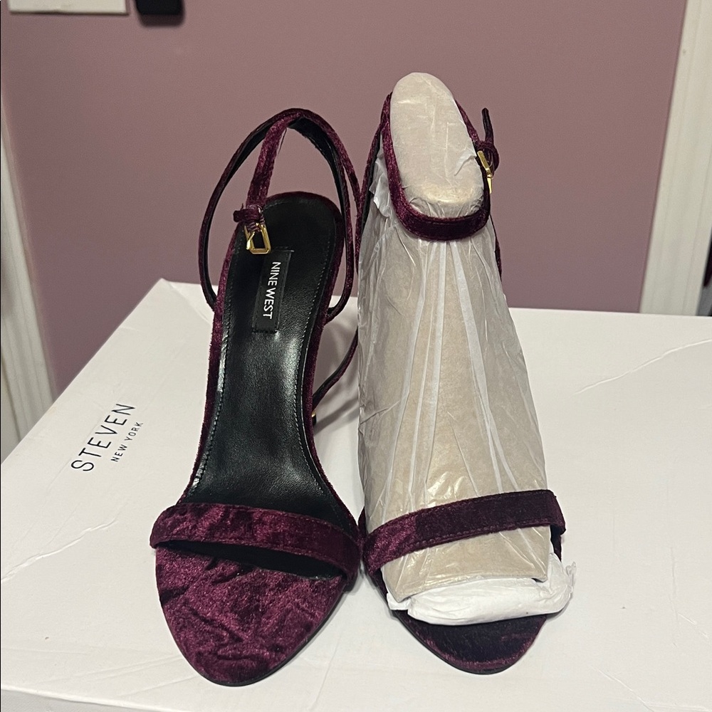 Nine West Dark Purple Velvet Heels